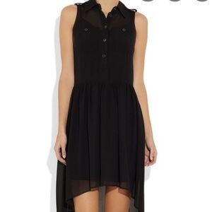 Michael Kors Black High Low Button Front Sheer Lined Dress Size XS